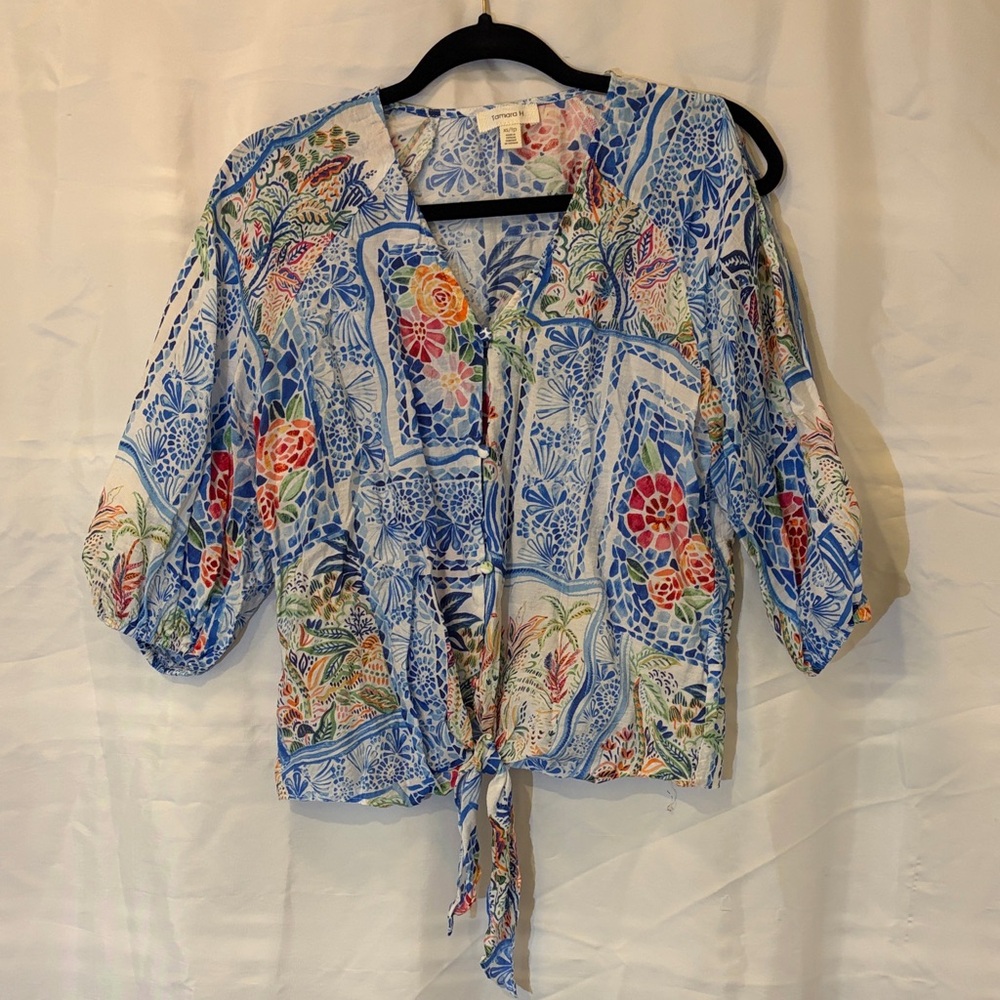 Bohemian Floral Tie-Front Blouse
